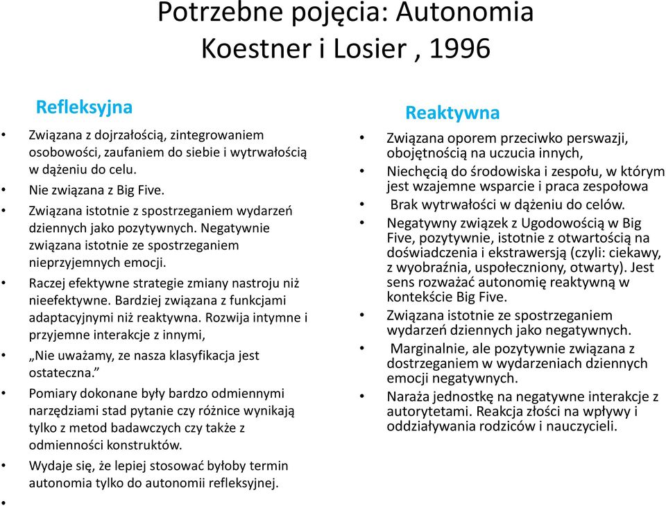 Raczej efektywne strategie zmiany nastroju niż nieefektywne. Bardziej związana z funkcjami adaptacyjnymi niż reaktywna.