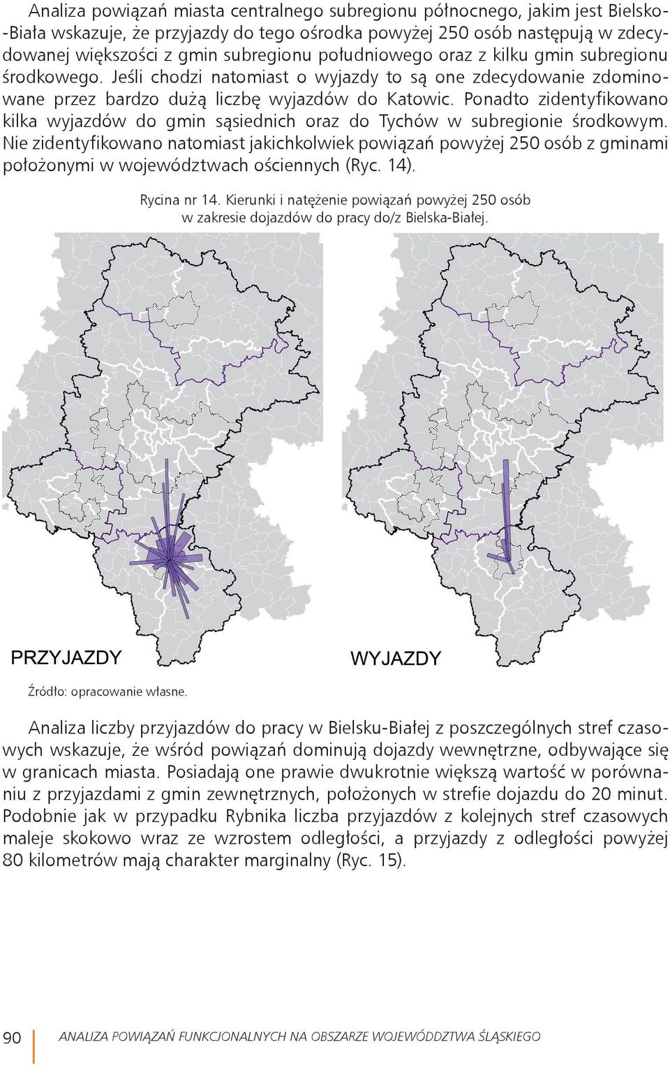 Ponadto zidentyfikowano kilka wyjazdów do gmin sąsiednich oraz do Tychów w subregionie środkowym.