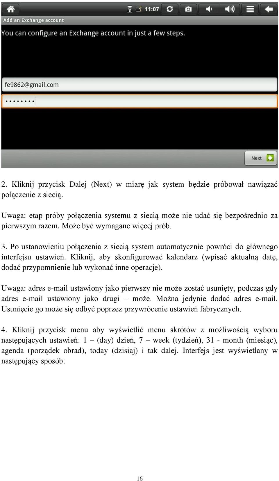 Kliknij, aby skonfigurować kalendarz (wpisać aktualną datę, dodać przypomnienie lub wykonać inne operacje).