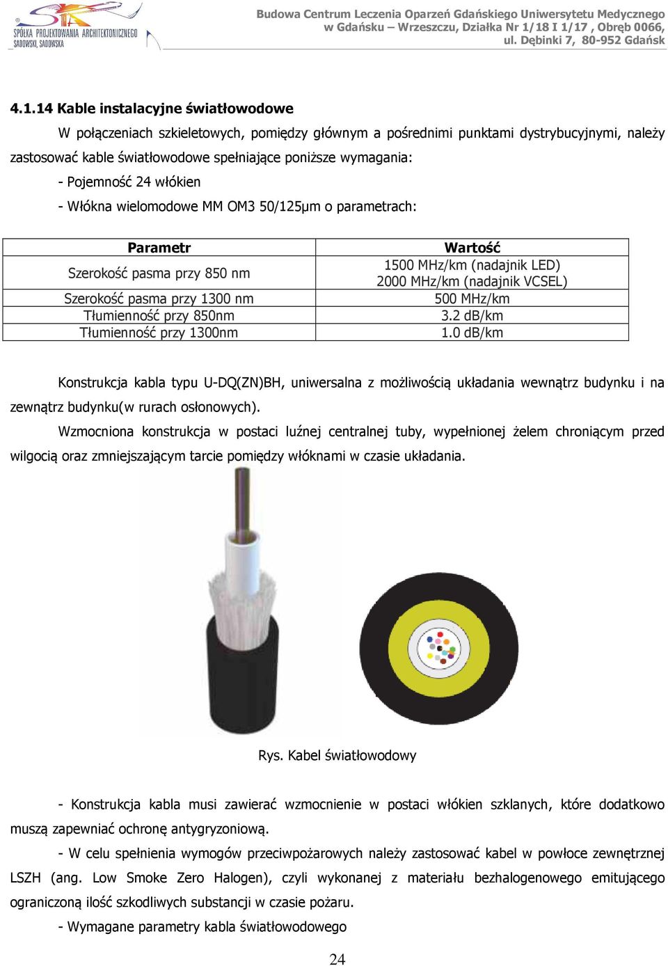 MHz/km (nadajnik LED) 2000 MHz/km (nadajnik VCSEL) 500 MHz/km 3.2 db/km 1.