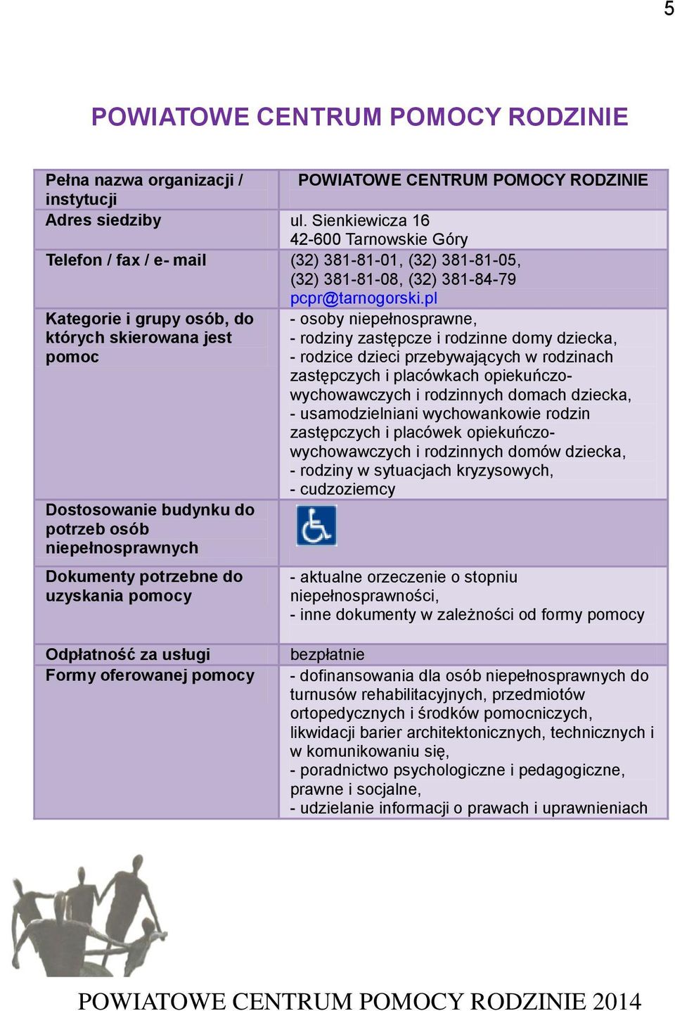 pl Kategorie i grupy osób, do - osoby niepełnosprawne, - rodziny zastępcze i rodzinne domy dziecka, - rodzice dzieci przebywających w rodzinach zastępczych i placówkach opiekuńczowychowawczych i