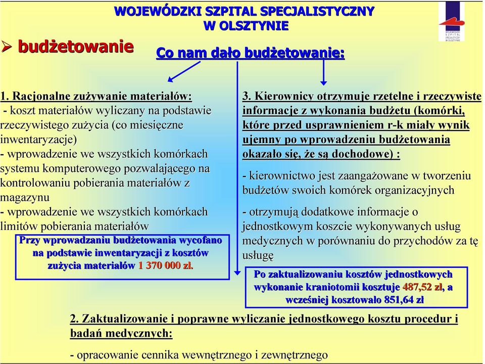 pozwalającego na kontrolowaniu pobierania materiałów z magazynu - wprowadzenie we wszystkich komórkach limitów pobierania materiałów Przy wprowadzaniu budżetowania wycofano na podstawie