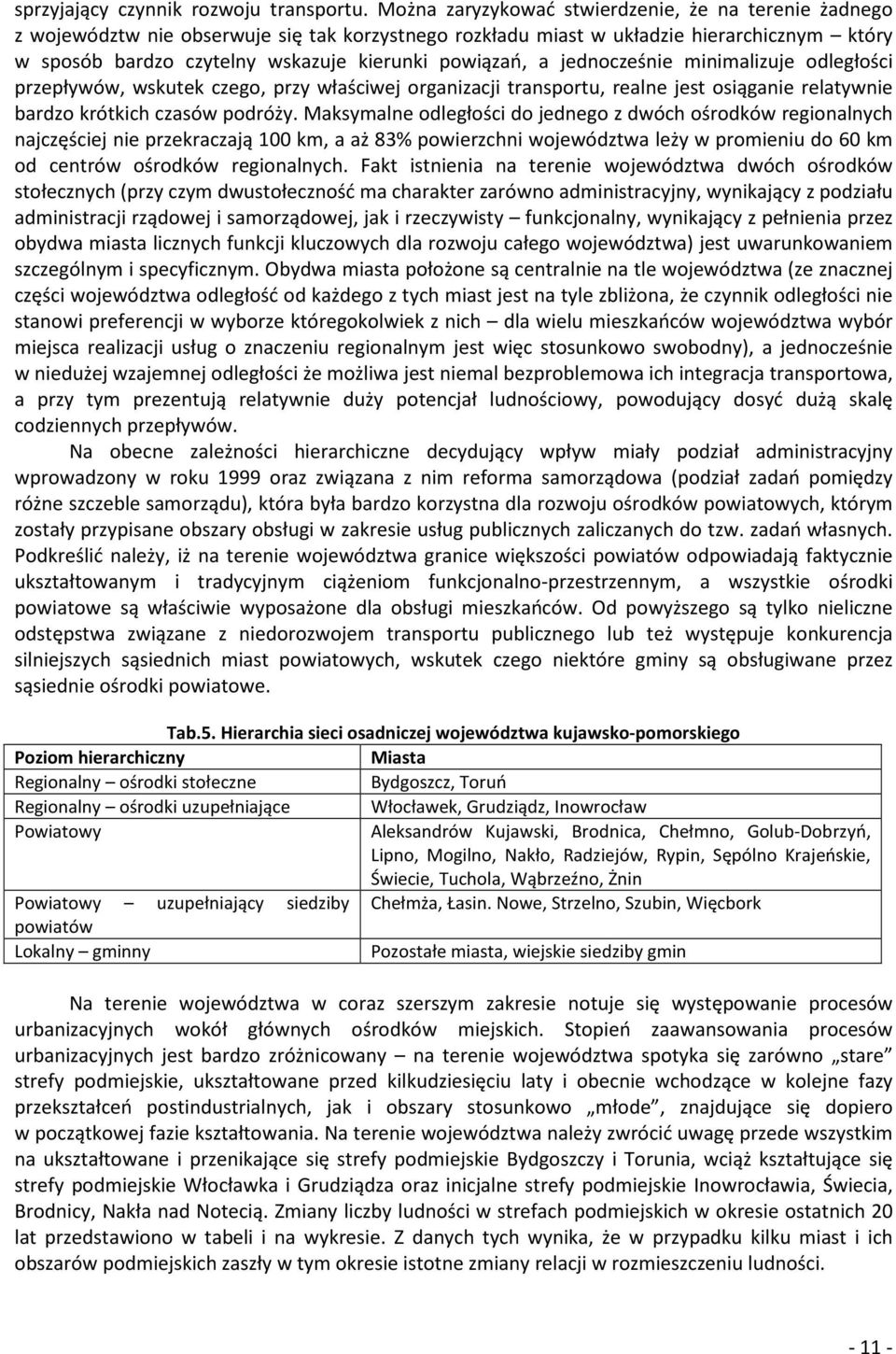 powiązań, a jednocześnie minimalizuje odległości przepływów, wskutek czego, przy właściwej organizacji transportu, realne jest osiąganie relatywnie bardzo krótkich czasów podróży.