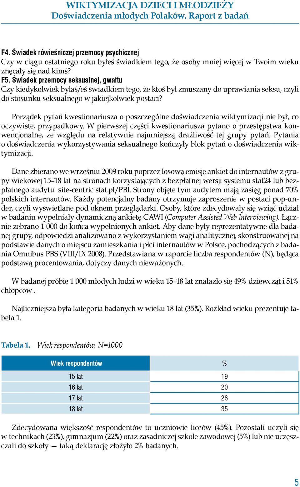 Porządek pytań kwestionariusza o poszczególne doświadczenia wiktymizacji nie był, co oczywiste, przypadkowy.