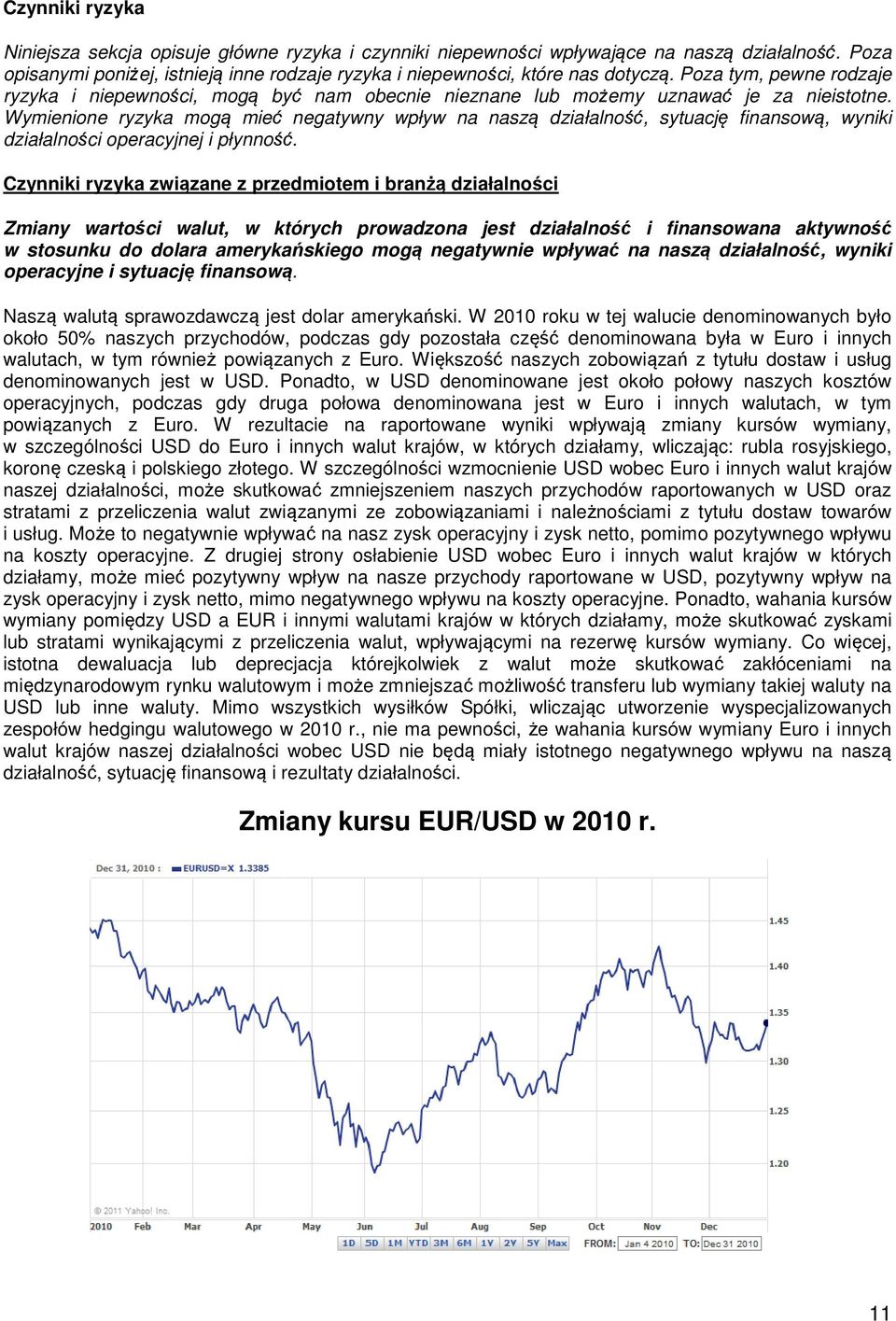 Wymienione ryzyka mogą mieć negatywny wpływ na naszą działalność, sytuację finansową, wyniki działalności operacyjnej i płynność.