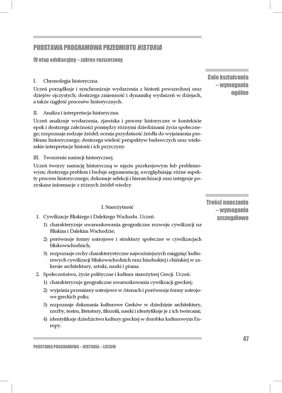 Cele kształcenia wymagania ogólne II. Analiza i interpretacja historyczna.