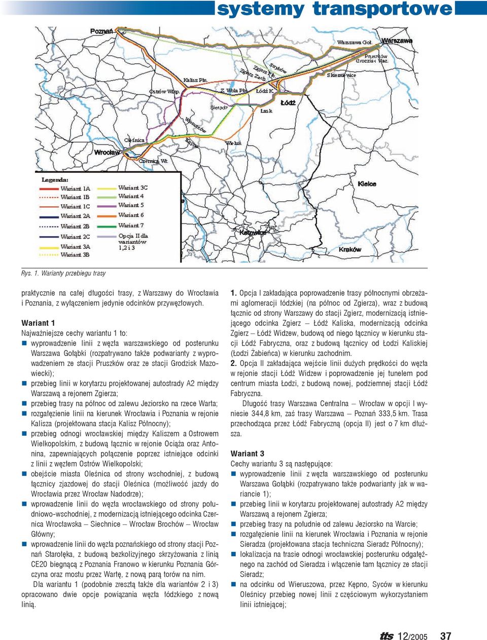 stacji Grodzisk Mazowiecki); przebieg linii w korytarzu projektowanej autostrady A2 między Warszawą a rejonem Zgierza; przebieg trasy na północ od zalewu Jeziorsko na rzece Warta; rozgałęzienie linii