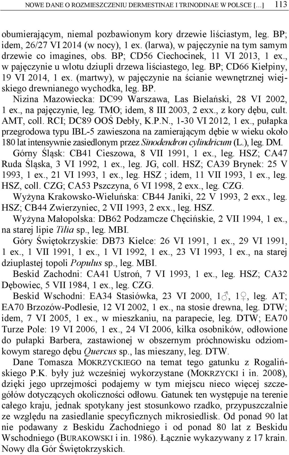 (martwy), w pajęczynie na ścianie wewnętrznej wiejskiego drewnianego wychodka, leg. BP. Nizina Mazowiecka: DC99 Warszawa, Las Bielański, 28 VI 2002, 1 ex., na pajęczynie, leg.