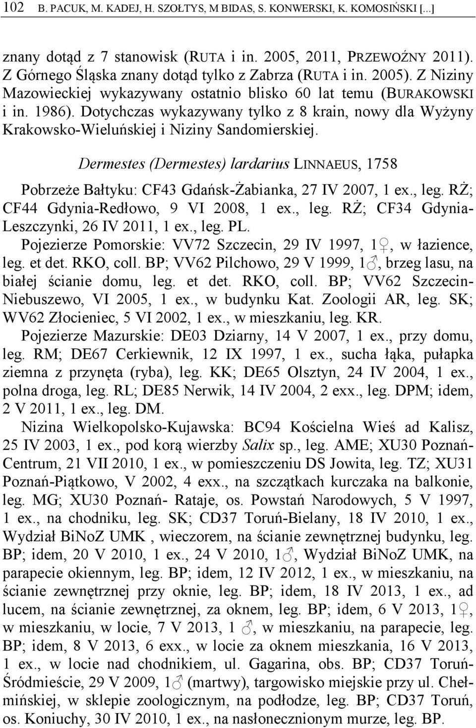 Dotychczas wykazywany tylko z 8 krain, nowy dla Wyżyny Krakowsko-Wieluńskiej i Niziny Sandomierskiej.