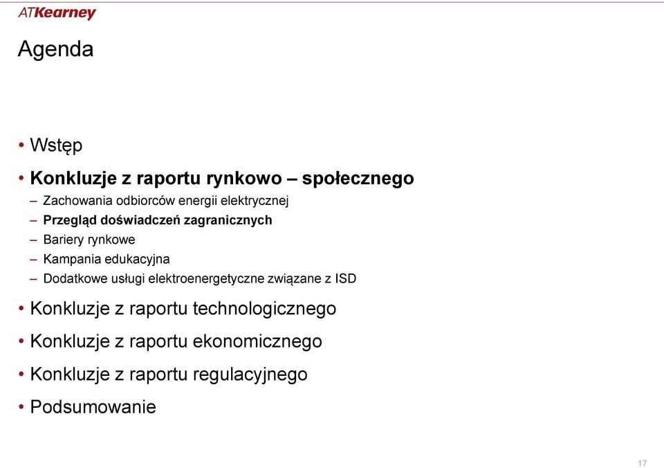 Dodatkowe usługi elektroenergetyczne związane z ISD Konkluzje z raportu