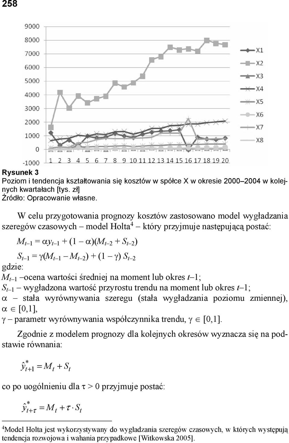 2 ) + (1 γ) S t 2 gdzie: M t 1 ocena wartości średniej na moment lub okres t 1; S t 1 wygładzona wartość przyrostu trendu na moment lub okres t 1; α stała wyrównywania szeregu (stała wygładzania