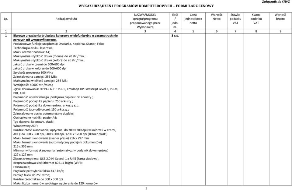 Podstawowe funkcje urządzenia: Drukarka, Kopiarka, Skaner, Faks; Technologia druku: laserowa; Maks. rozmiar nośnika: A4; Maksymalna szybkość druku (mono): do 20 str./min.