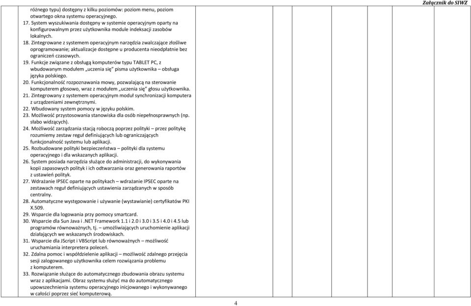 Zintegrowane z systemem operacyjnym narzędzia zwalczające złośliwe oprogramowanie; aktualizacje dostępne u producenta nieodpłatnie bez ograniczeń czasowych. 19.