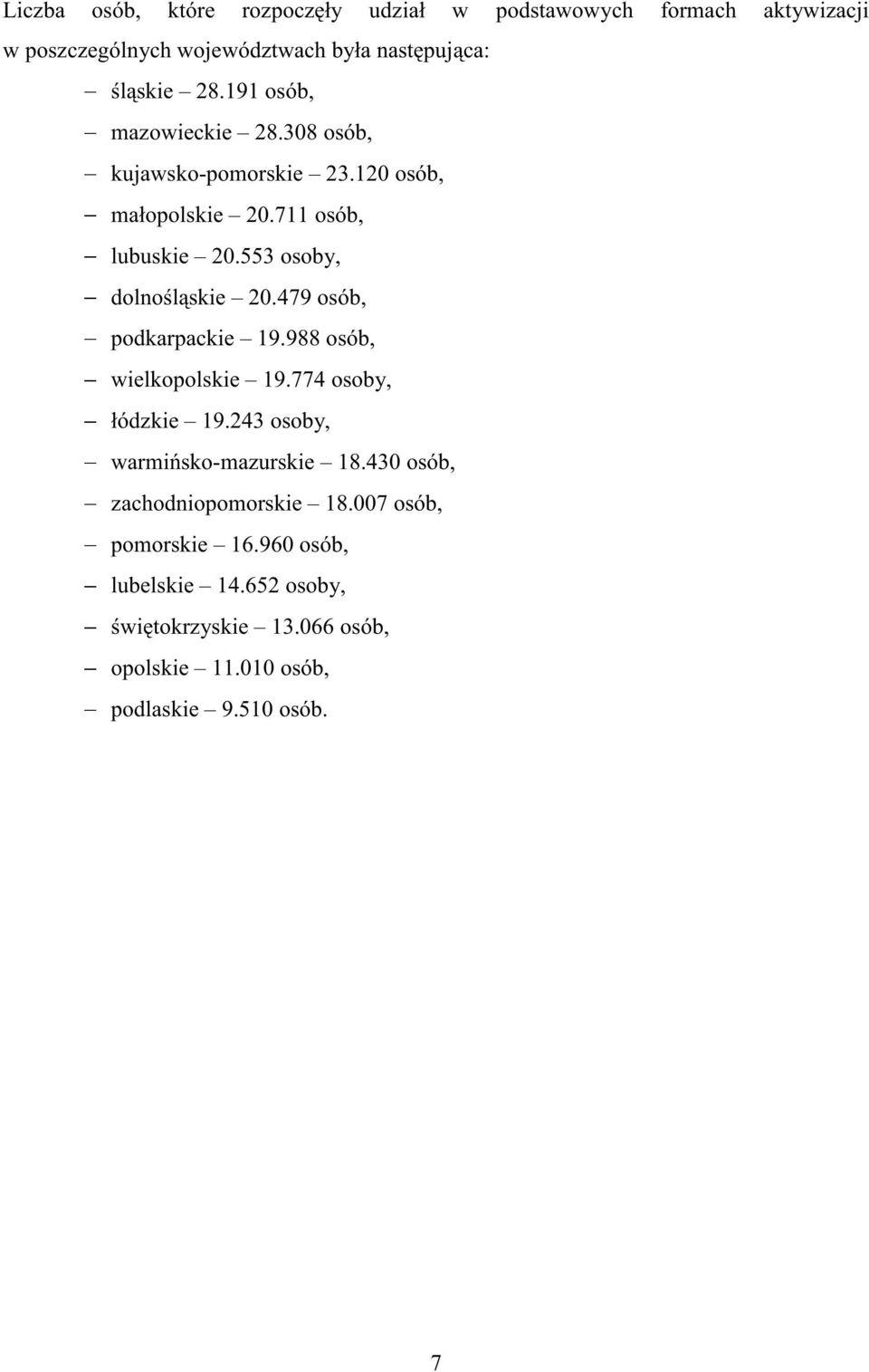 479, podkarpackie 19.988, wielkopolskie 19.774 osoby, łódzkie 19.243 osoby, warmińsko-mazurskie 18.