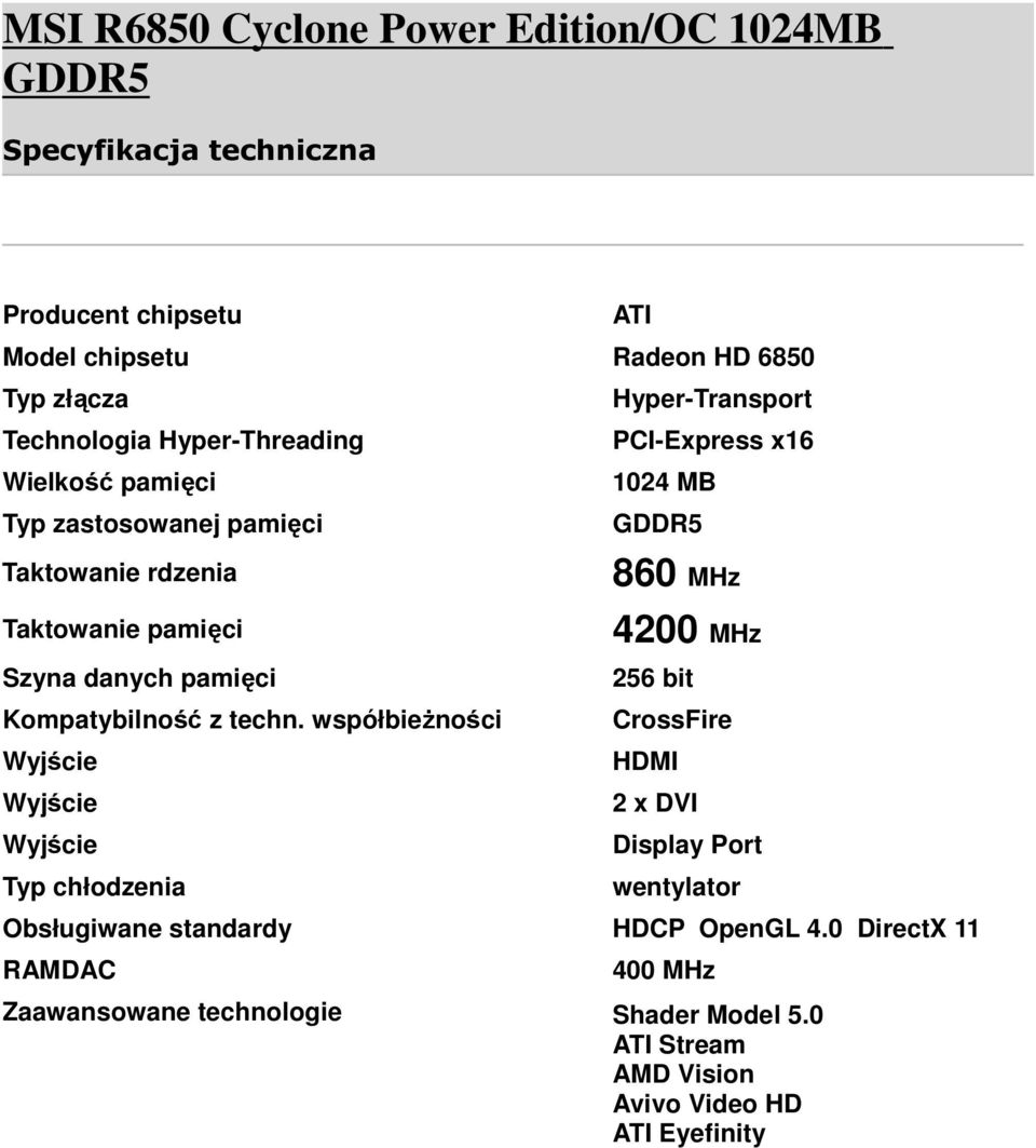 pamięci Kompatybilność z techn.