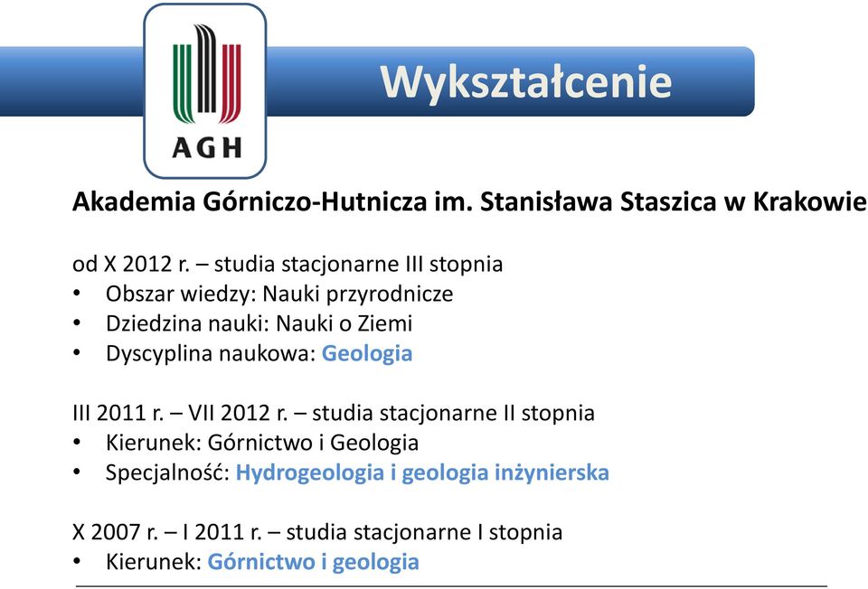 naukowa: Geologia III 2011 r. VII 2012 r.