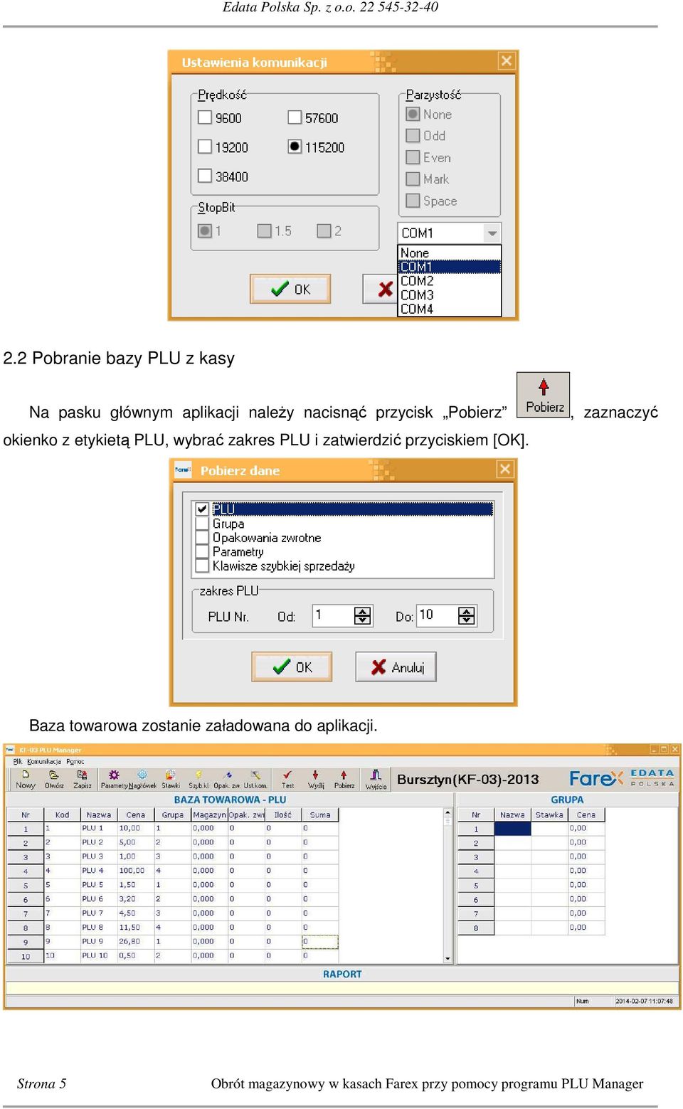 wybrać zakres PLU i zatwierdzić przyciskiem [OK].