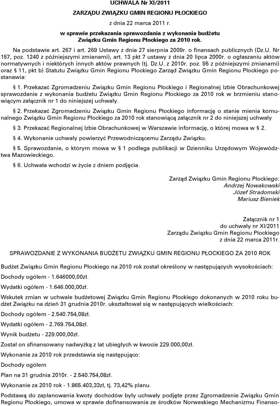 o ogłaszaniu aktów normatywnych i niektórych innych aktów prawnych (tj. Dz.U. z 2010r. poz.