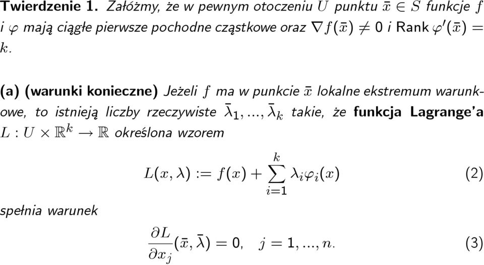 oraz rf(x) 6= 0 i Rank ' 0 (x) = k.