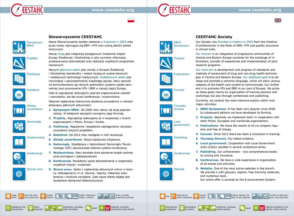 Projekty Naszą misją jest integracja postępowych środowisk krajów Europy Środkowej i Wschodniej w celu wymiany informacji, przekazywania doświadczeń oraz realizacji wspólnych programów naukowych.