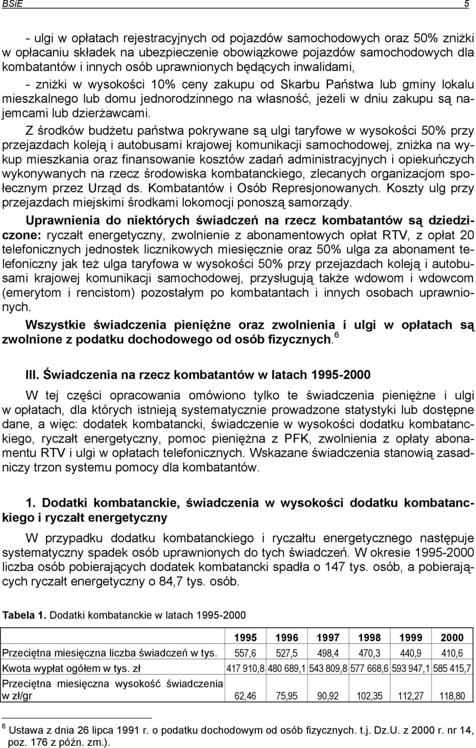 Z środków budżetu państwa pokrywane są ulgi taryfowe w wysokości 50% przy przejazdach koleją i autobusami krajowej komunikacji samochodowej, zniżka na wykup mieszkania oraz finansowanie kosztów zadań