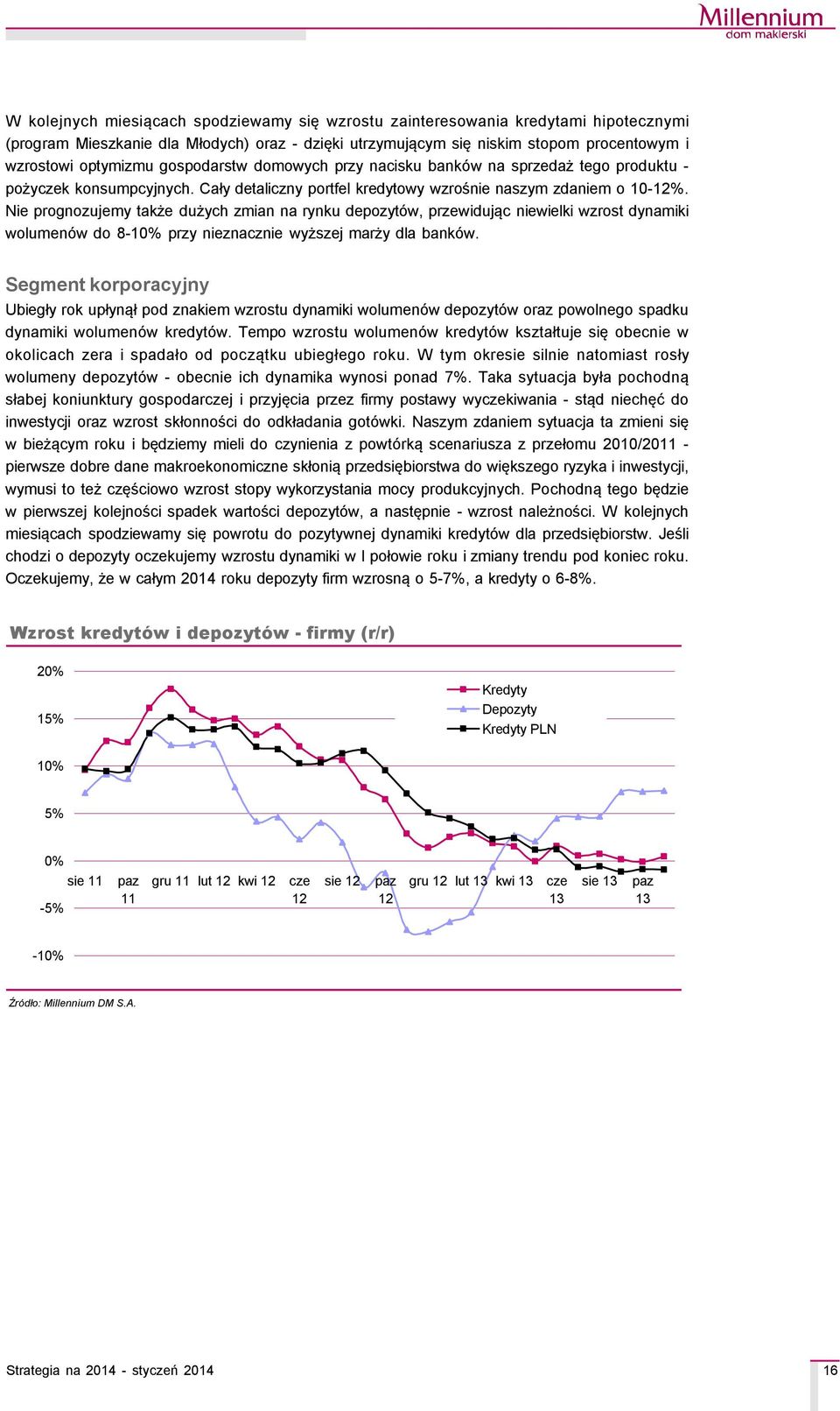 Nie prognozujemy także dużych zmian na rynku depozytçw, przewidując niewielki wzrost dynamiki wolumençw do 8-1% przy nieznacznie wyższej marży dla bankçw.