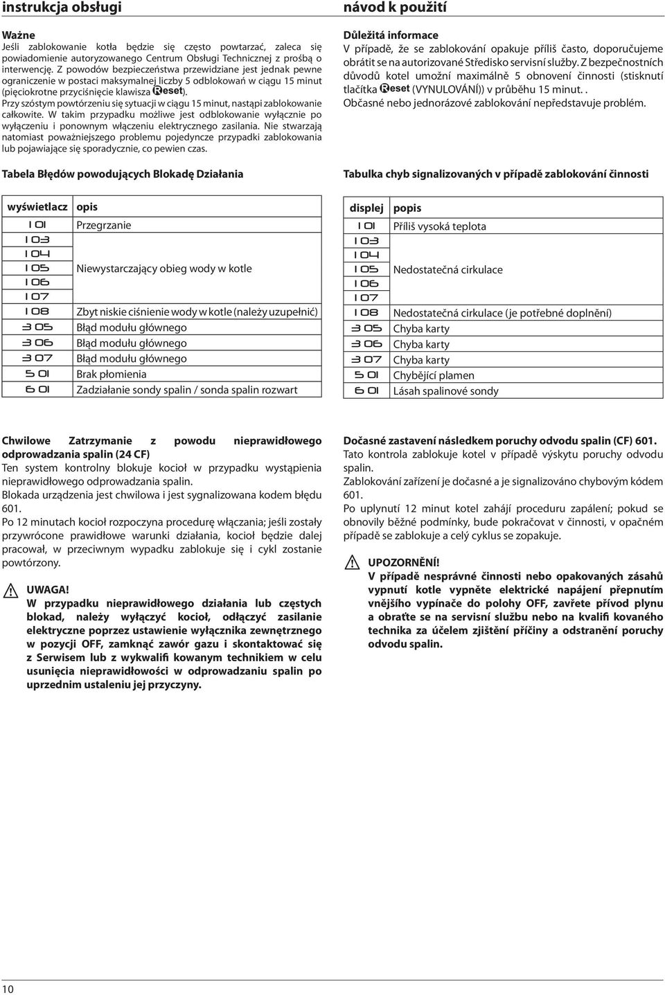 Przy szóstym powtórzeniu się sytuacji w ciągu 15 minut, nastąpi zablokowanie całkowite.