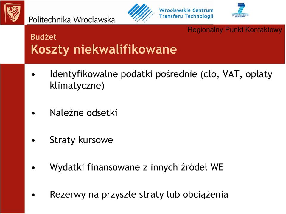 Należne odsetki Straty kursowe Wydatki finansowane