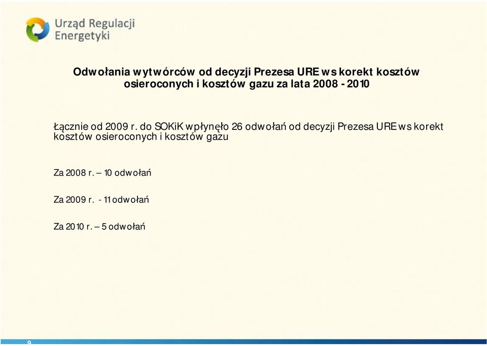 do SOKiK wpłynęło 26 odwołań od decyzji Prezesa URE ws korekt kosztów