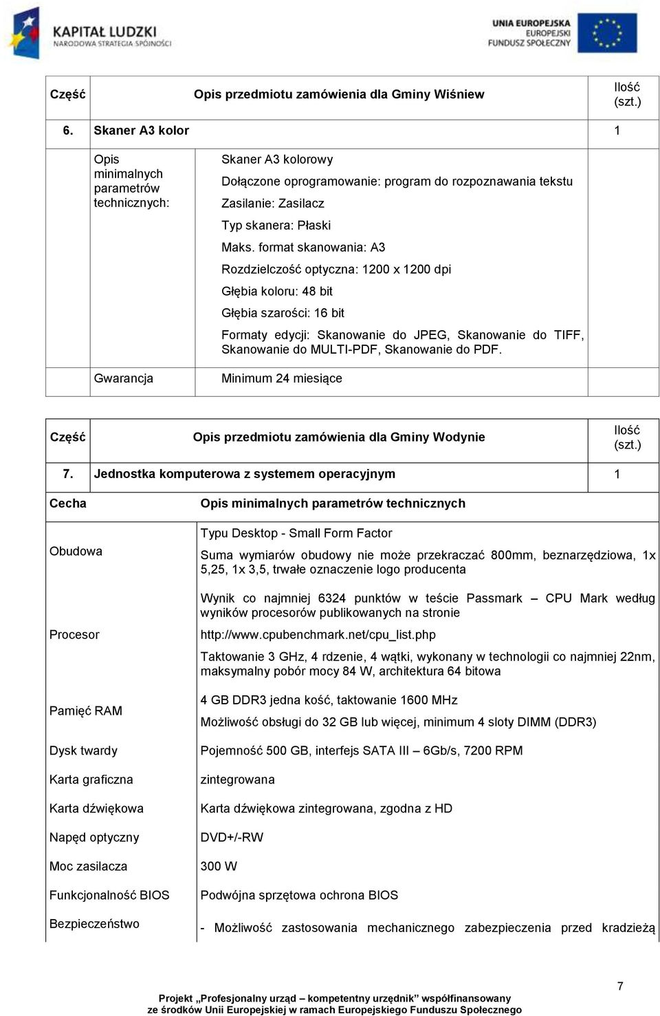 do PDF. Minimum 24 miesiące przedmiotu zamówienia dla Gminy Wodynie 7.