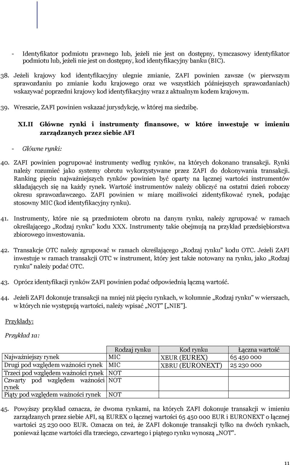 krajowy kod identyfikacyjny wraz z aktualnym kodem krajowym. 39. Wreszcie, ZAFI powinien wskazać jurysdykcję, w której ma siedzibę. XI.