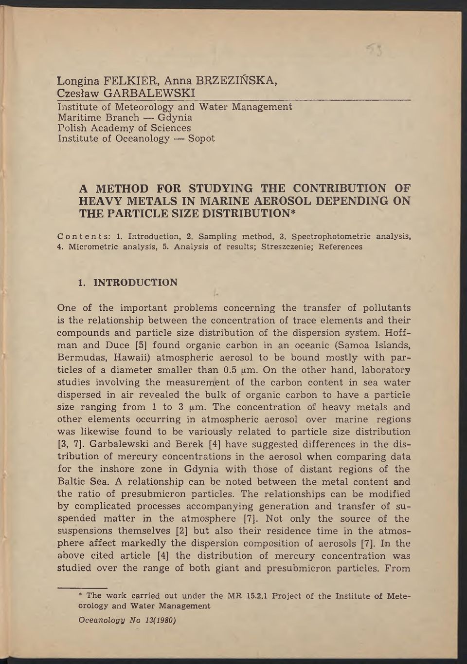 M icrometric analysis, 5. Analysis of results; Streszczenie; References 1.