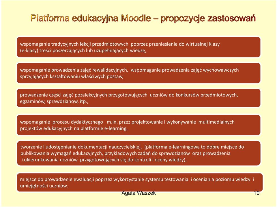 sprawdzianów, itp., wspomaganie procesu dydaktycznego m.in.