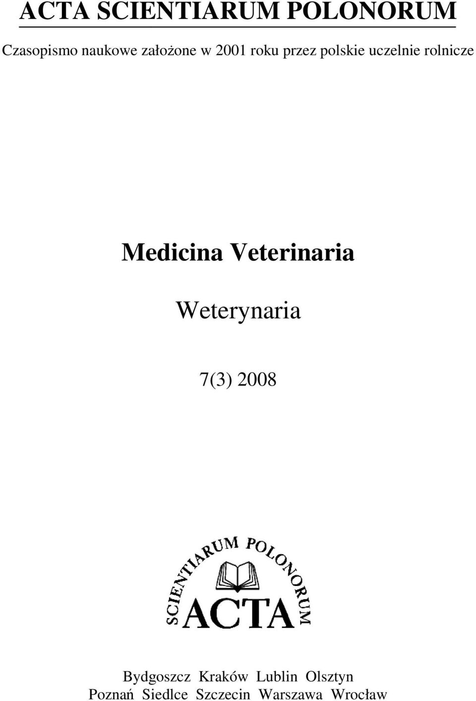 Medicina Veterinaria Weterynaria 7(3) 2008 Bydgoszcz