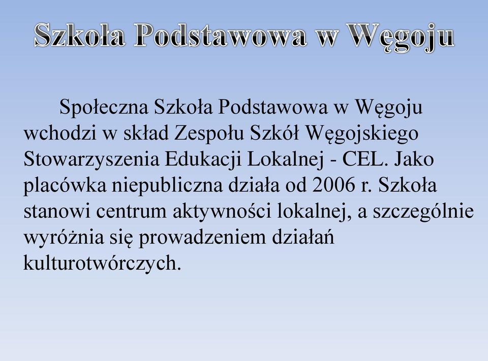 Jako placówka niepubliczna działa od 2006 r.