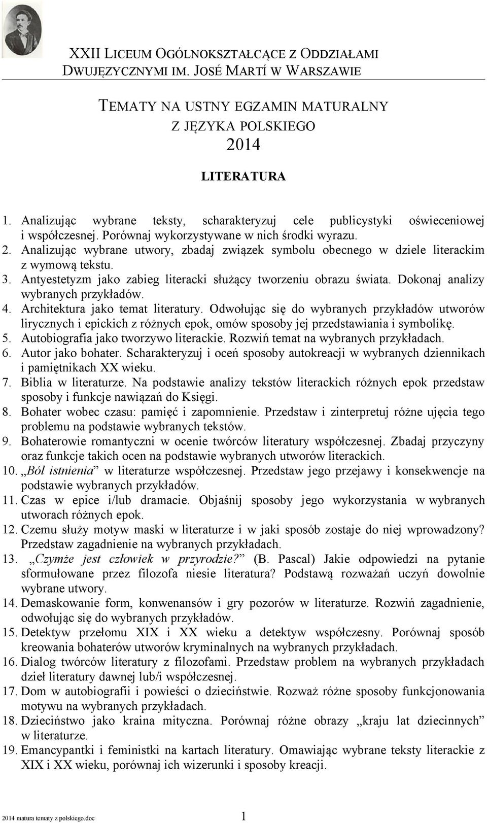 Antyestetyzm jako zabieg literacki służący tworzeniu obrazu świata. Dokonaj analizy 4. Architektura jako temat literatury.