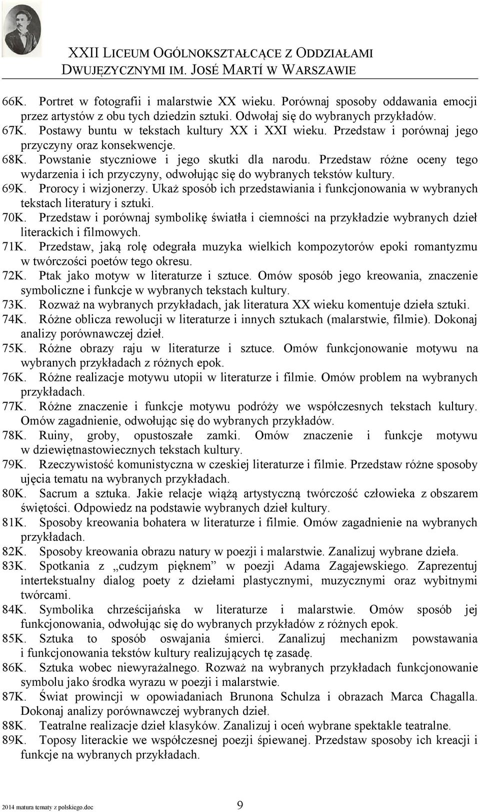 Przedstaw różne oceny tego wydarzenia i ich przyczyny, odwołując się do wybranych tekstów kultury. 69K. Prorocy i wizjonerzy.