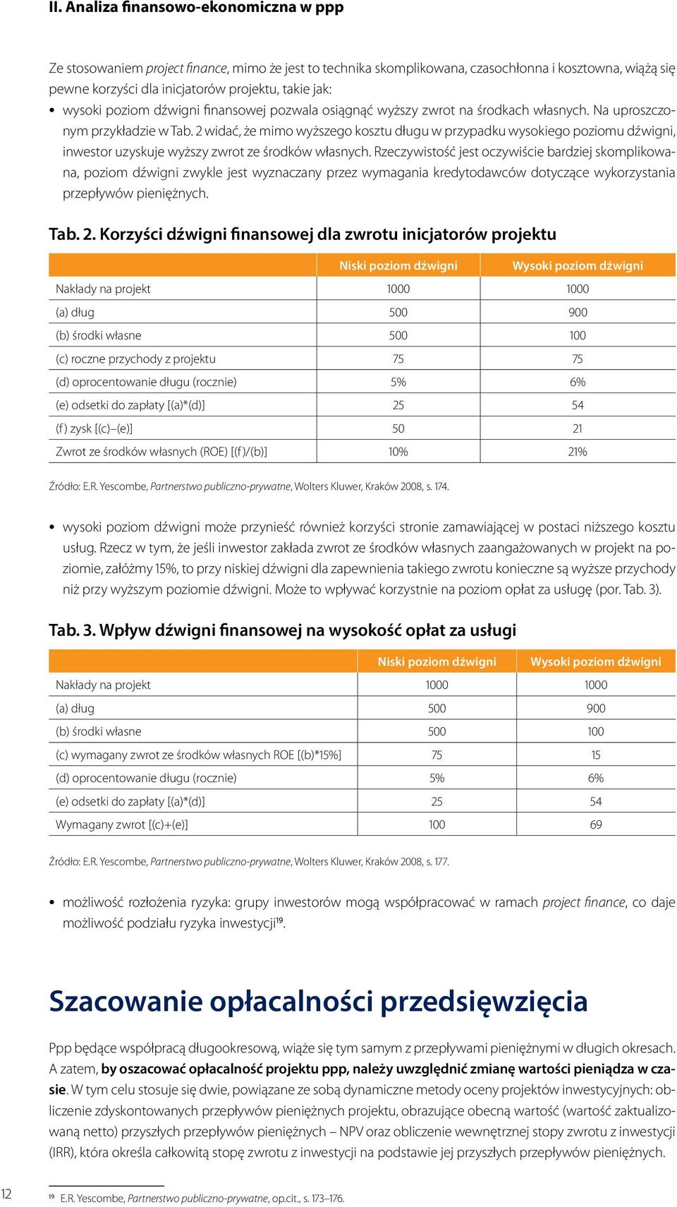 2 widać, że mimo wyższego kosztu długu w przypadku wysokiego poziomu dźwigni, inwestor uzyskuje wyższy zwrot ze środków własnych.