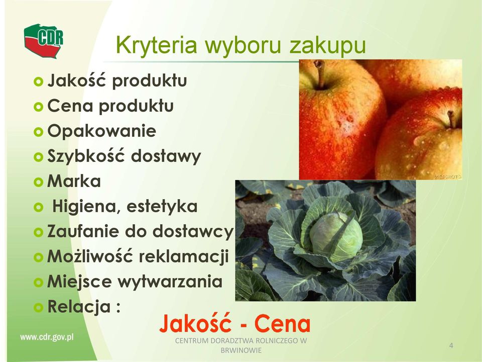Higiena, estetyka Zaufanie do dostawcy
