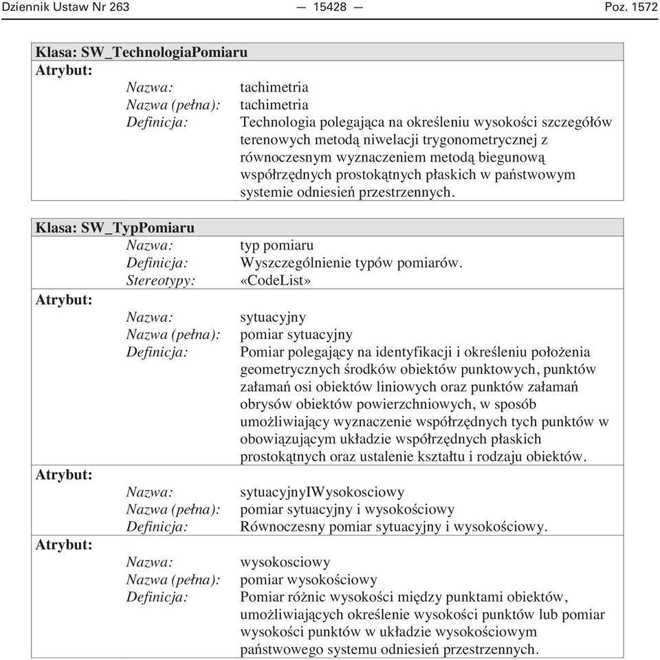 biegunow dnych prostok stwowym systemie odniesie przestrzennych. Klasa: SW_TypPomiaru Nazwa: typ pomiaru Definicja: Wyszczególnienie typów pomiarów.