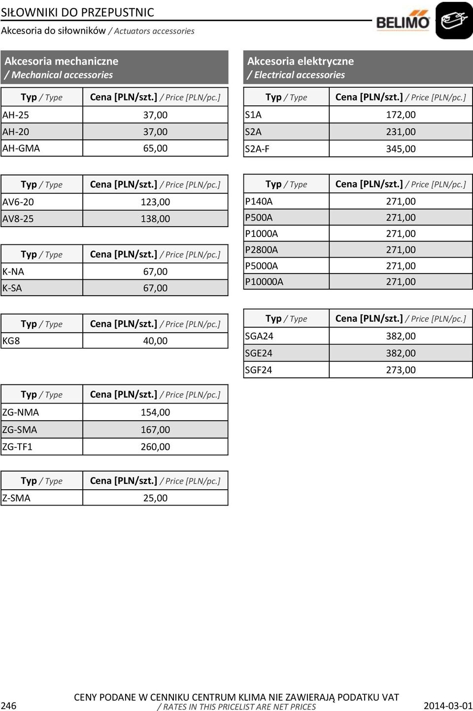 Typ / Type K-NA 67,00 K-SA 67,00 Typ / Type P140A 271,00 P500A 271,00 P1000A 271,00 P2800A 271,00 P5000A 271,00 P10000A 271,00 Typ / Type