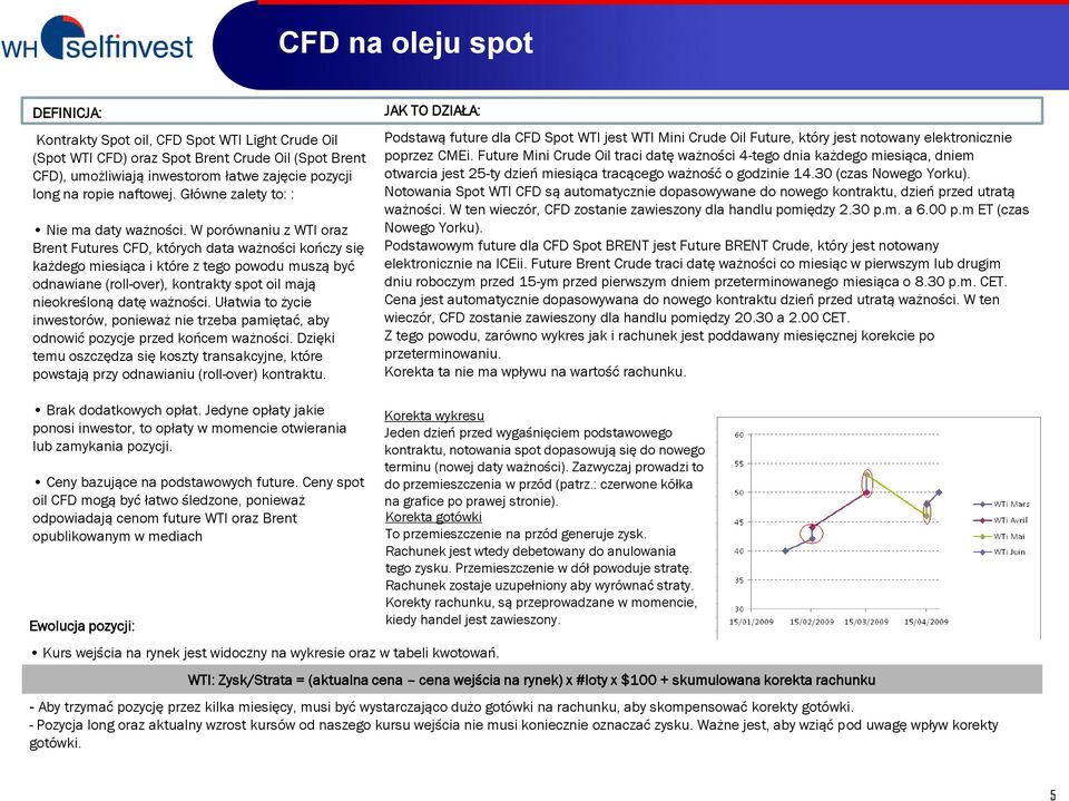 W porównaniu z WTI oraz Brent Futures CFD, których data ważności kończy się każdego miesiąca i które z tego powodu muszą być odnawiane (roll-over), kontrakty spot oil mają nieokreśloną datę ważności.