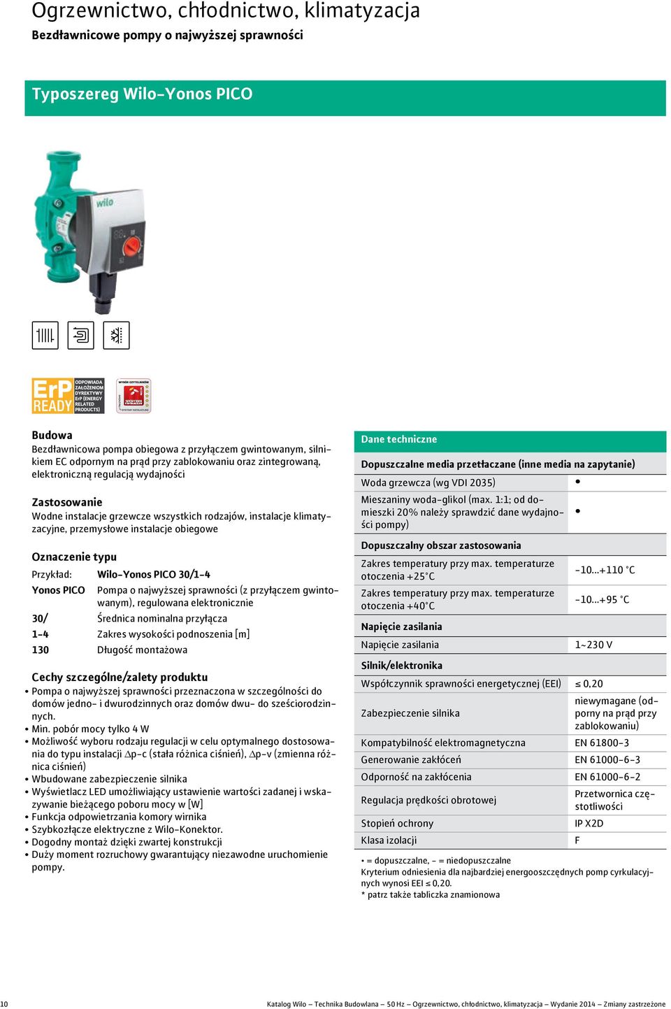 Wilo-Yonos PICO 3/- Yonos PICO Pompa o najwyższej sprawności (z przyłączem gwintowanym), regulowana elektronicznie 3/ Średnica nominalna przyłącza - Zakres wysokości podnoszenia [m] 3 Długość