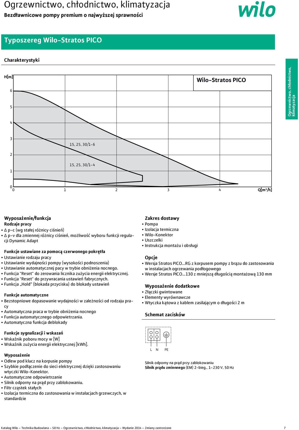 pracy Ustawianie wydajności pompy (wysokości podnoszenia) Ustawianie automatycznej pacy w trybie obniżenia nocnego. Funkcja "Reset" do zerowania licznika zużycia energii elektrycznej.