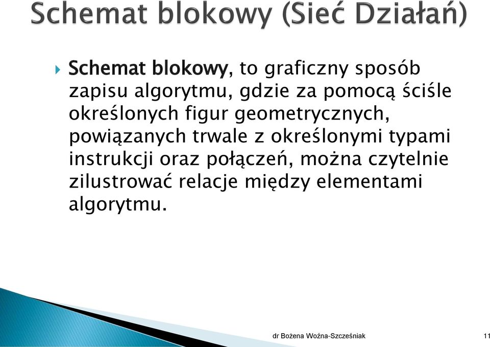 z określonymi typami instrukcji oraz połączeń, można czytelnie