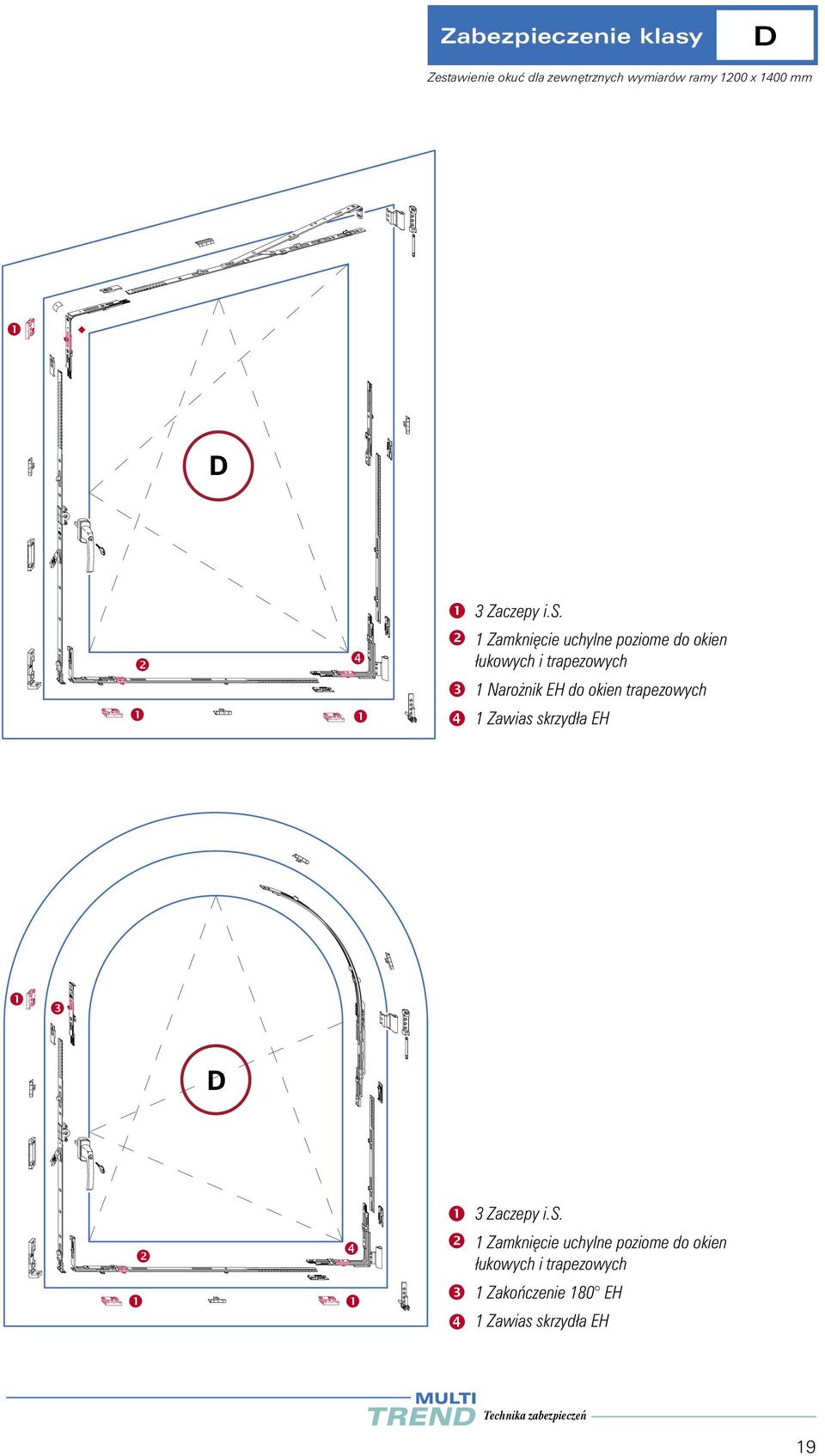 1 Zamkni cie uchylne poziome do okien łukowych i trapezowych 1 Naro nik EH do okien