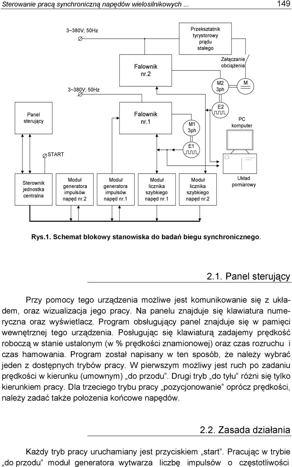 2 Moduł generatora impulsów napęd nr.1 Moduł licznika szybkiego napęd nr.1 Moduł licznika szybkiego napęd nr.2 Układ pomiarowy Rys.1. Schemat blokowy stanowiska do badań biegu synchronicznego. 2.1. Panel sterujący Przy pomocy tego urządzenia możliwe jest komunikowanie się z układem, oraz wizualizacja jego pracy.