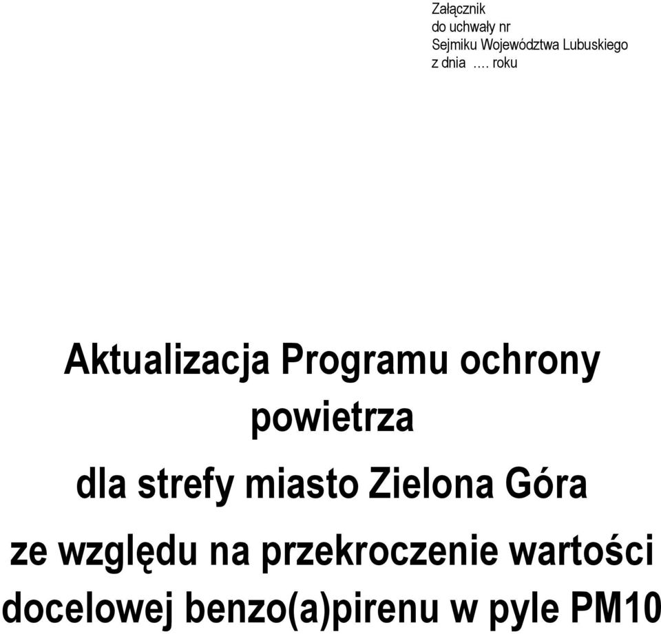 roku Aktualizacja Programu ochrony powietrza