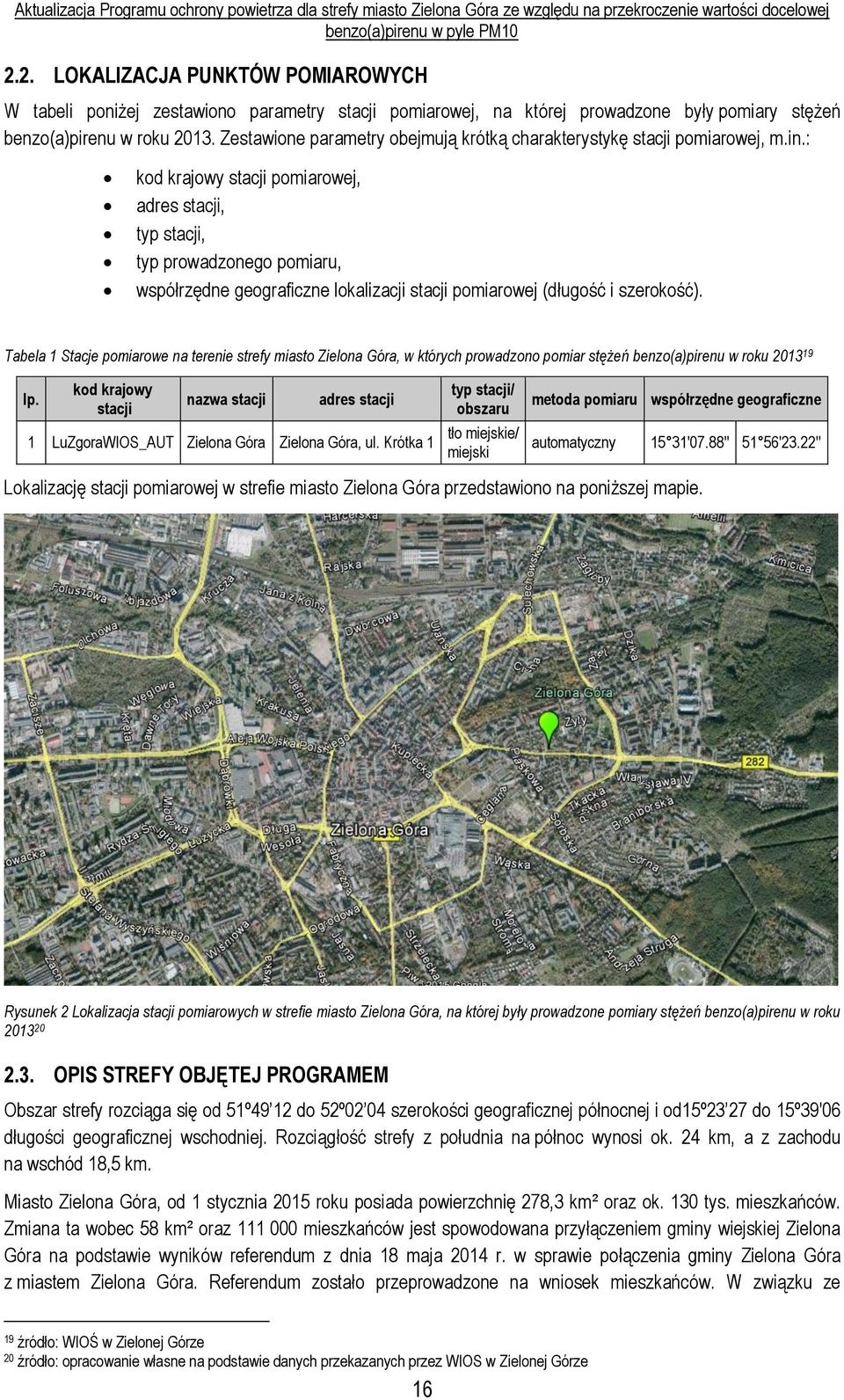 : kod krajowy stacji pomiarowej, adres stacji, typ stacji, typ prowadzonego pomiaru, współrzędne geograficzne lokalizacji stacji pomiarowej (długość i szerokość).