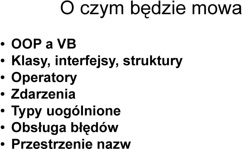 Operatory Zdarzenia Typy